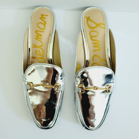 New Sam Edelman Linnie Soft Silver  Metallic Leather Mules ,Size 6M - Picture 3 of 7